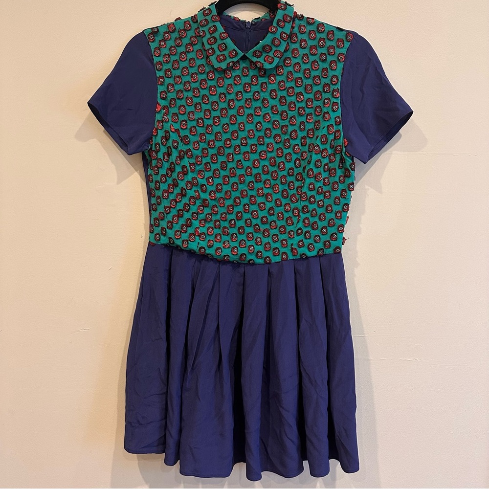 Opening Ceremony Green and Blue Sundress with Peter Pan Collar